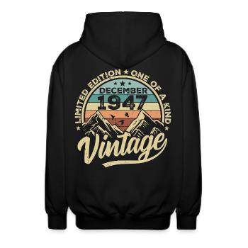Original Dezember 1947 - 78. Geburtstag Geschenk - Unisex Kapuzenjacke - Schwarz - Hinten - AI Model Male 185 light (185cm)