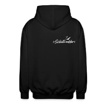 Schietwedder - Unisex Kapuzenjacke - Schwarz - Hinten - AI Model Male 185 light (185cm)
