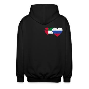 Vereinigte Arabische Emirate Russland Herz - Unisex Kapuzenjacke - Schwarz - Hinten - AI Model Male 185 light (185cm)