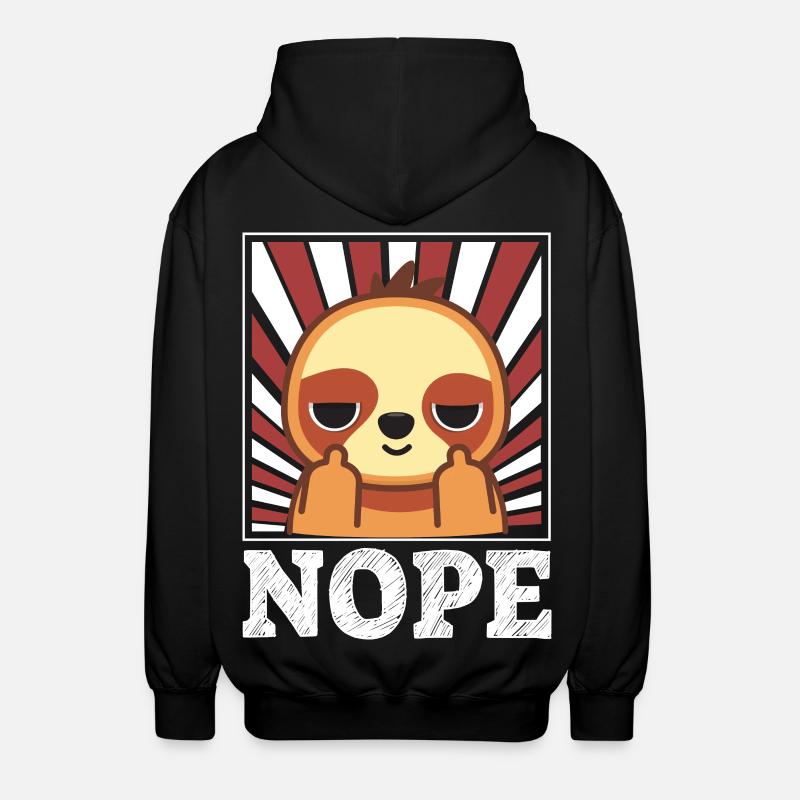 Nope - Faultier mit Mittelfinger - Unisex Kapuzenjacke - Schwarz