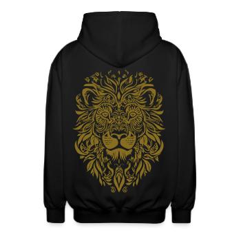 Löwe Mandala Gesicht Löwenkopf Floral - Unisex Kapuzenjacke - Schwarz - Hinten - AI Model Male 185 light (185cm)