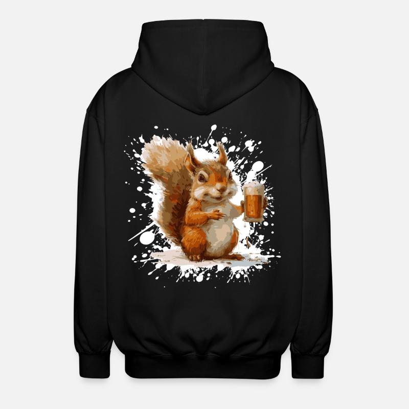 Squirrel Beer Funny - Unisex Hooded Jacket - black