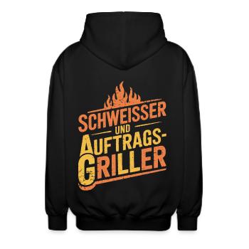 Schweißer und Auftragsgriller - Unisex Kapuzenjacke - Schwarz - Hinten - AI Model Male 185 light (185cm)