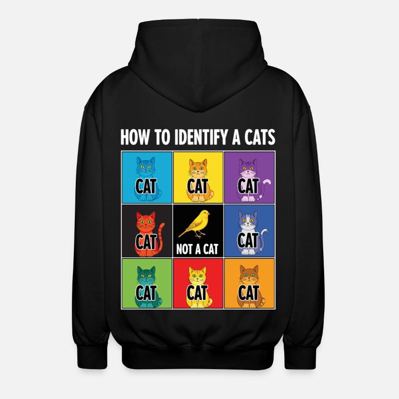 Cat Identification Guide - Unisex Hooded Jacket - black