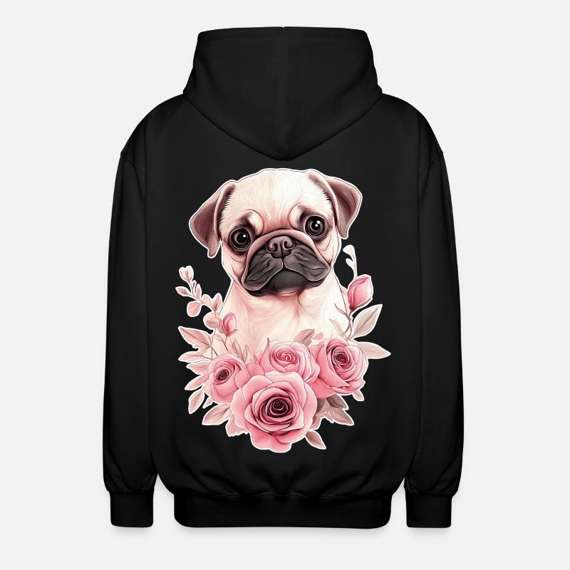 Carlin avec des fleurs - Veste à capuche unisexe - noir