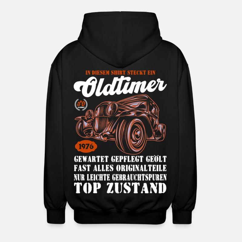 Oldtimer 1976 Retro Auto Illustration 50. - Unisex Kapuzenjacke - Schwarz
