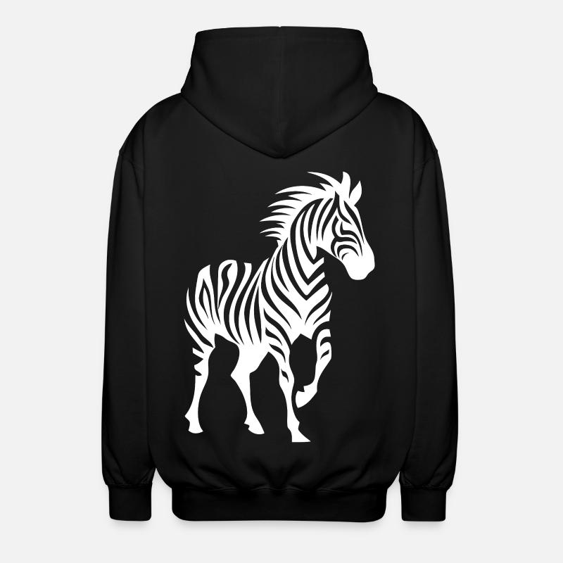 Zebra Silhouette Black & White - Unisex Hooded Jacket - black