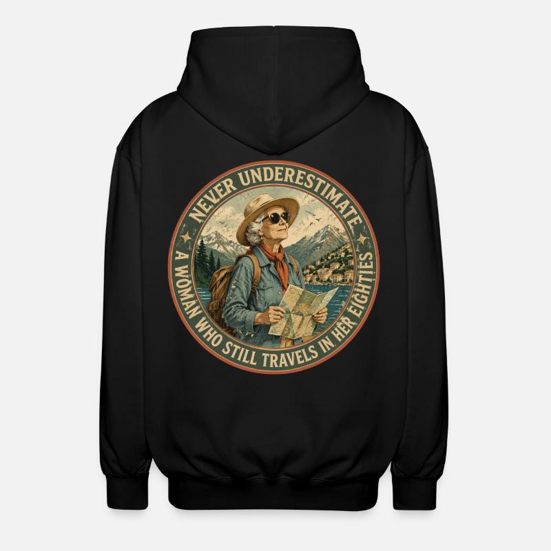 Baroudeuse de 80 ans : L'Aventure Continue - Veste à capuche unisexe - noir