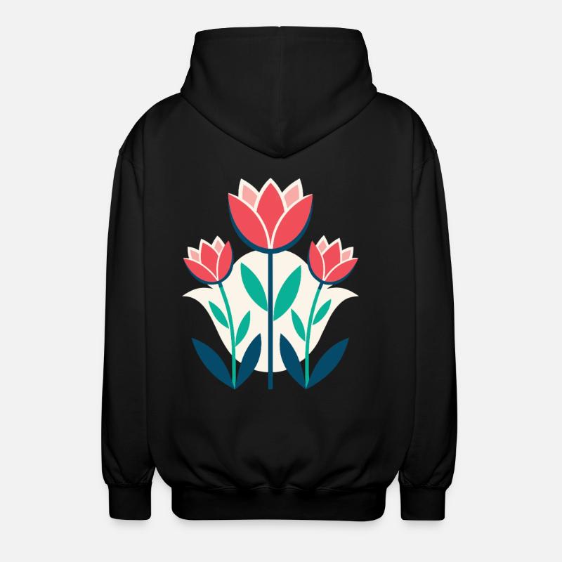Fleurs - Printemps - Été - Fleurs - Veste à capuche unisexe - noir