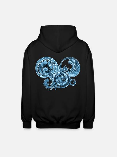 Blue Ornament - Unisex Hooded Jacket - black