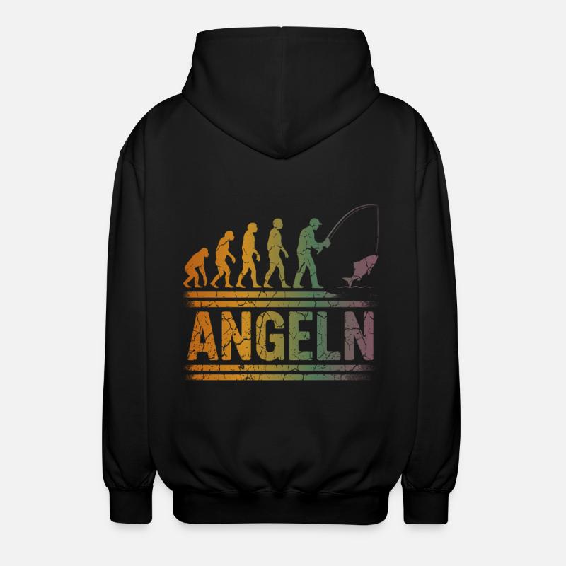 Evolution to an angler - Unisex Hooded Jacket - black