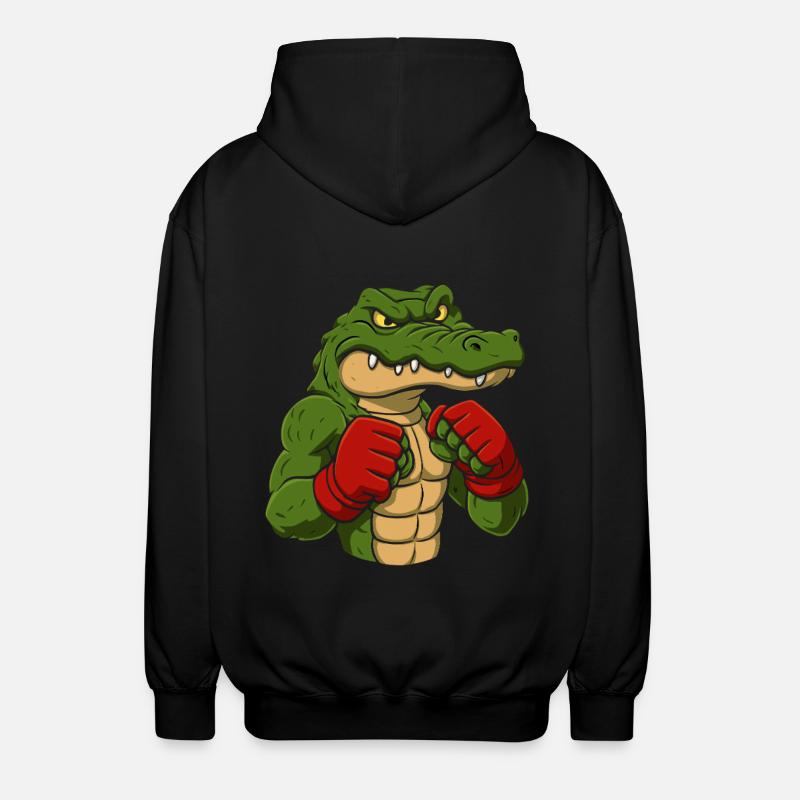 Crocodile Boxe Dessin animé - Veste à capuche unisexe - noir