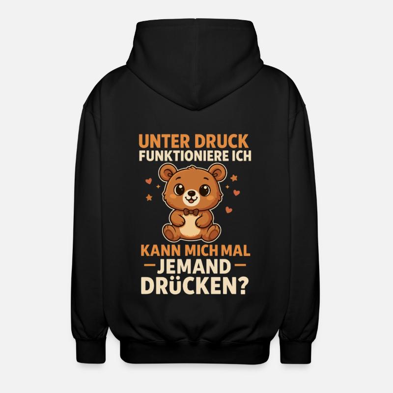Teddy Bear Hug Saying - Unisex Hooded Jacket - black