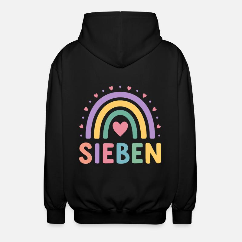 7e anniversaire arc-en-ciel coeur design - Veste à capuche unisexe - noir