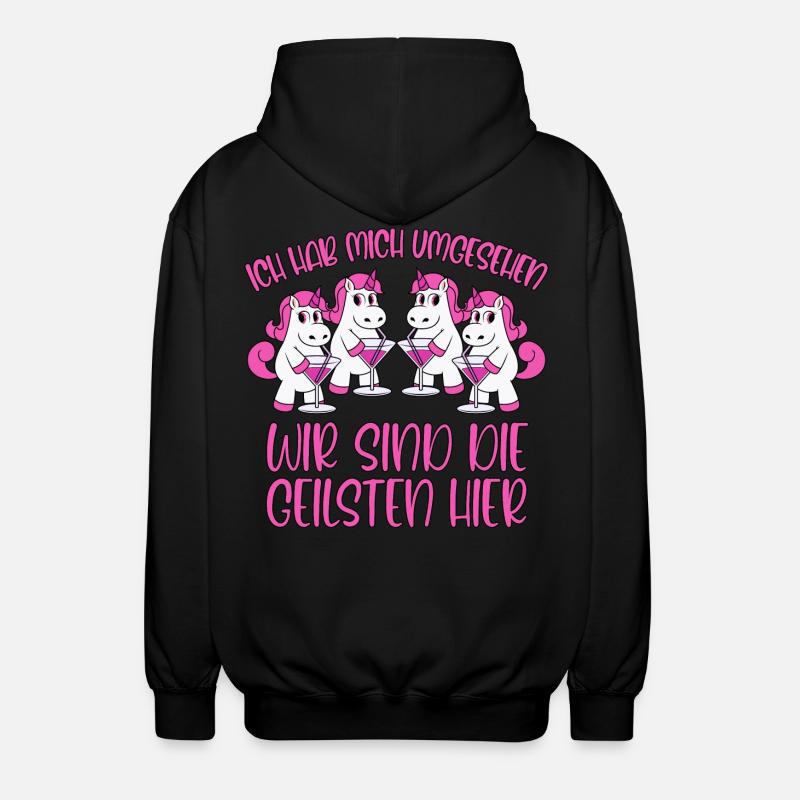 Mallorca Sprüche Die Geilsten hier Einhorn Party - Unisex Kapuzenjacke - Schwarz
