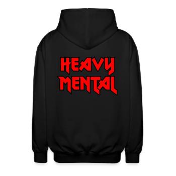 Heavy Metal - heavy psychic - Unisex Hooded Jacket - black - Back - AI Model Male 185 light (185cm)