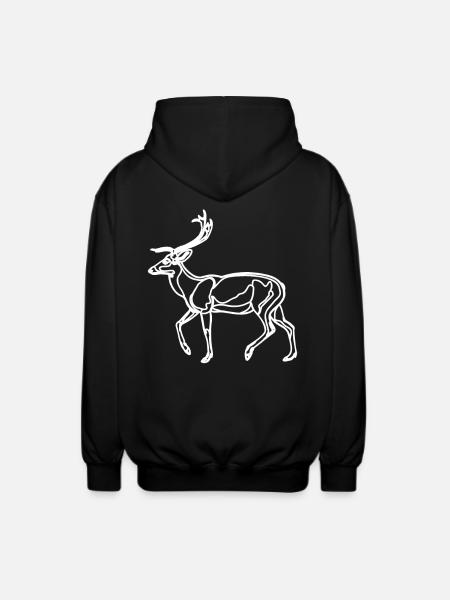 Drawing of the deer - Unisex Hooded Jacket - black