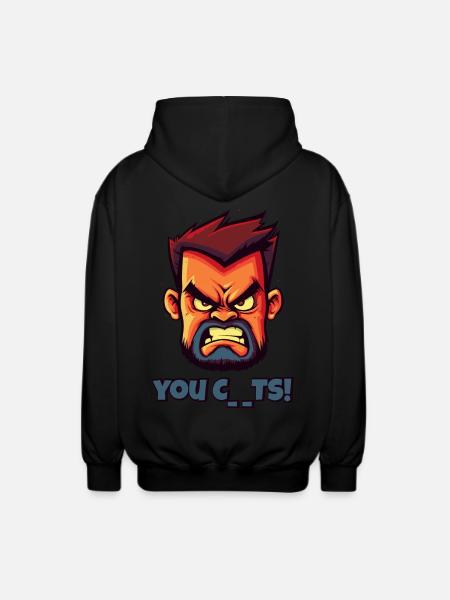 Angry Face Butcher Funny Insult - Unisex Hooded Jacket - black