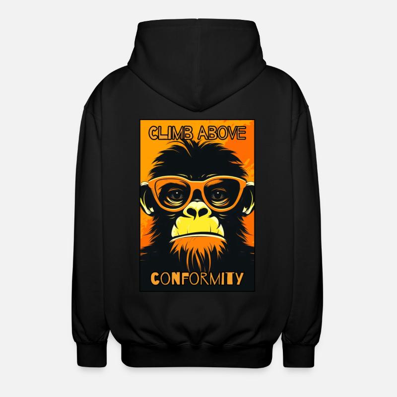 Overcome conformity: shivering monkey - Unisex Hooded Jacket - black