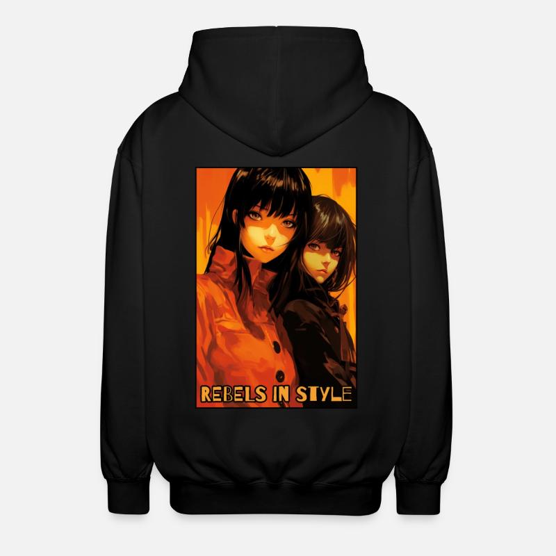 Rebellen mit Stil: Anime-Mädchen - Unisex Kapuzenjacke - Schwarz