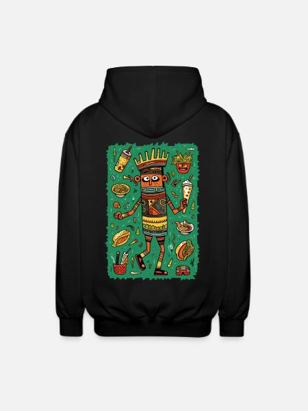 Funny hieroglyphs: fast food - Unisex Hooded Jacket - black