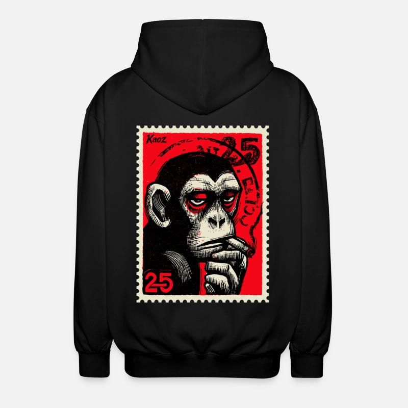 Singe cool sur timbre-poste - Veste à capuche unisexe - noir