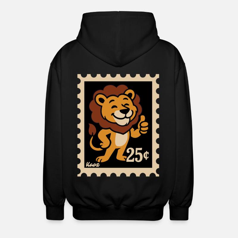 Lion amical sur un timbre-poste - Veste à capuche unisexe - noir