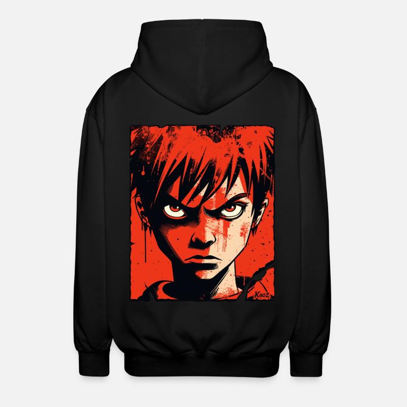 Wütender Junge im roten Comic-Stil - Unisex Kapuzenjacke - Schwarz