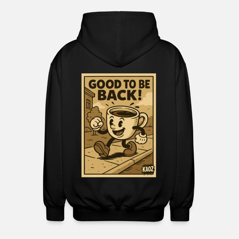 Cheerful coffee cup walks - Unisex Hooded Jacket - black