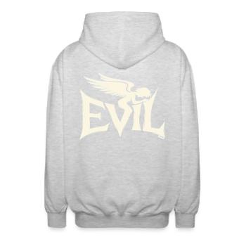 Evil lettering with dark angel - Unisex Hooded Jacket - light heather grey - Back - AI Model Male 185 light (185cm)