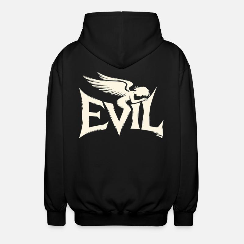 Evil Schriftzug mit dunklem Engel - Unisex Kapuzenjacke - Schwarz