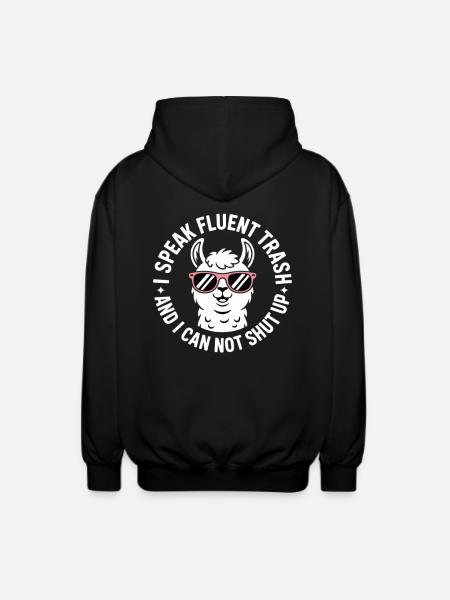 Llama with sunglasses and saying - Unisex Hooded Jacket - black