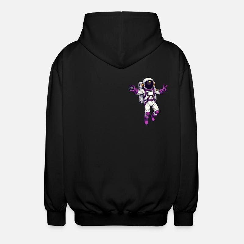 Atronaut mit Kamera - Unisex Kapuzenjacke - Schwarz