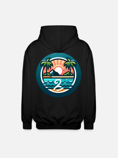 Bunte Palmeninsel Offliner - Unisex Kapuzenjacke - Schwarz