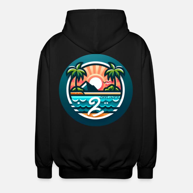 Bunte Palmeninsel Offliner - Unisex Kapuzenjacke - Schwarz