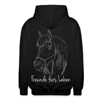 Freunde fürs Leben Haflinger Pferd - Unisex Kapuzenjacke - Schwarz - Hinten - AI Model Male 185 light (185cm)
