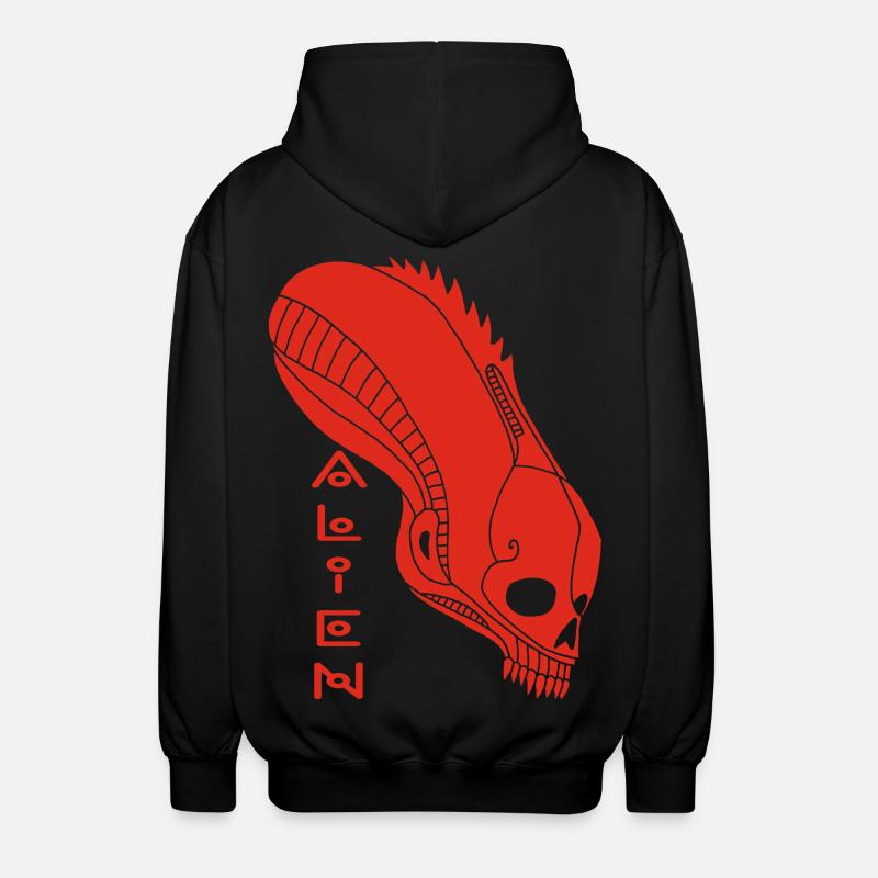 Roter Alien-Schädel - Unisex Kapuzenjacke - Schwarz