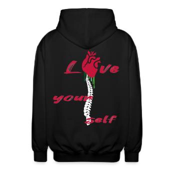 Love Yourself Rose - Unisex Hooded Jacket - black - Back - AI Model Male 185 light (185cm)