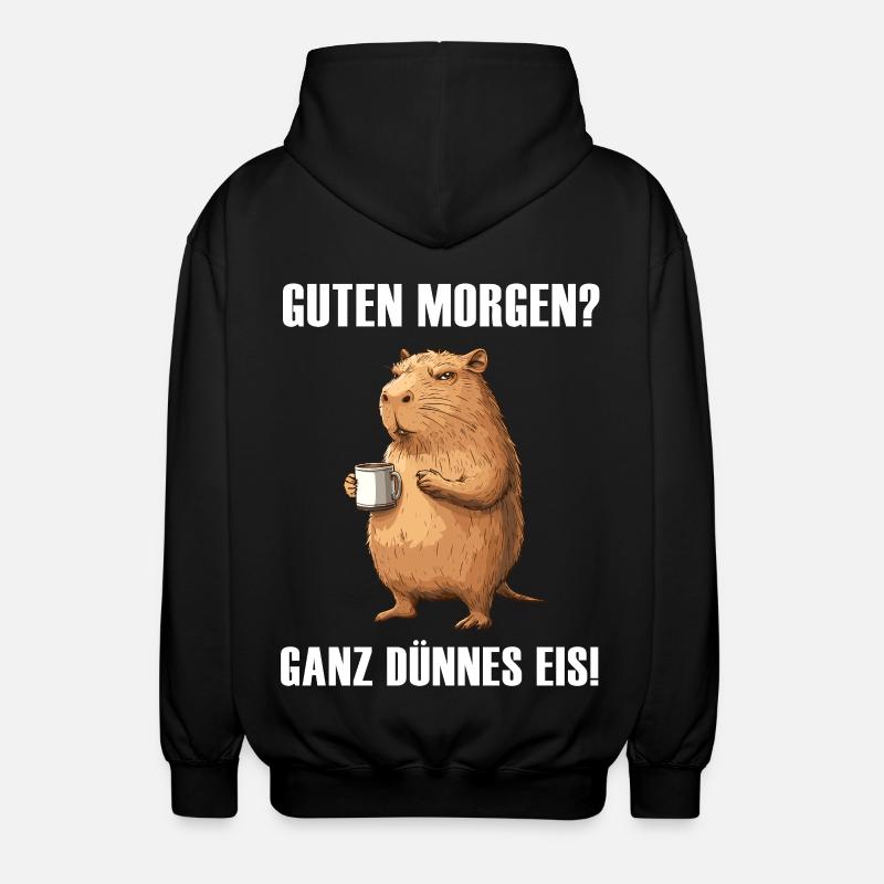Capibara con tazza da caffè - Felpa unisex con cappuccio - nero