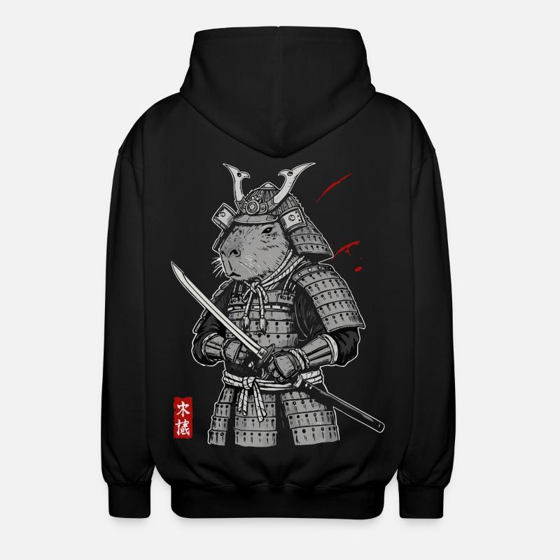Otaku Katze Samurai - Unisex Kapuzenjacke - Schwarz