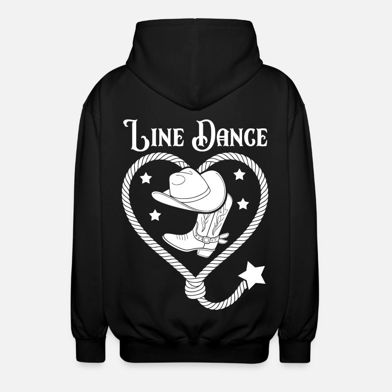 Line Dance Heart Lasso - Unisex Hooded Jacket - black