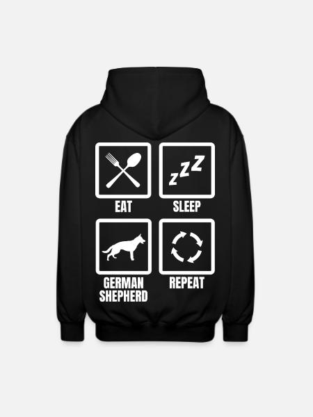 Eat Sleep German Shepherd Repeat - Unisex Hooded Jacket - black