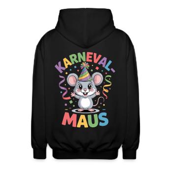 Karnevals Maus Fasching Kostüm - Unisex Kapuzenjacke - Schwarz - Hinten - AI Model Male 185 light (185cm)