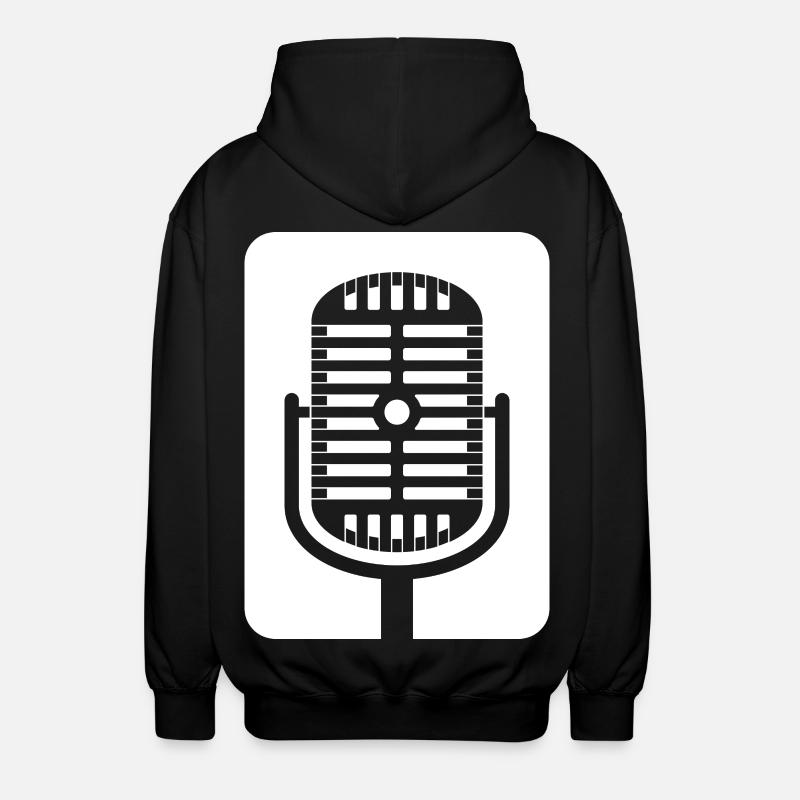Retro-Mikrofon-Emblem - Unisex Kapuzenjacke - Schwarz