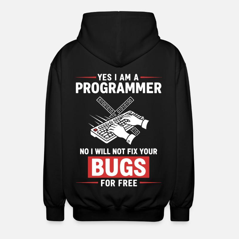 Humor Fixed Programmer No Bugs - Unisex Hooded Jacket - black