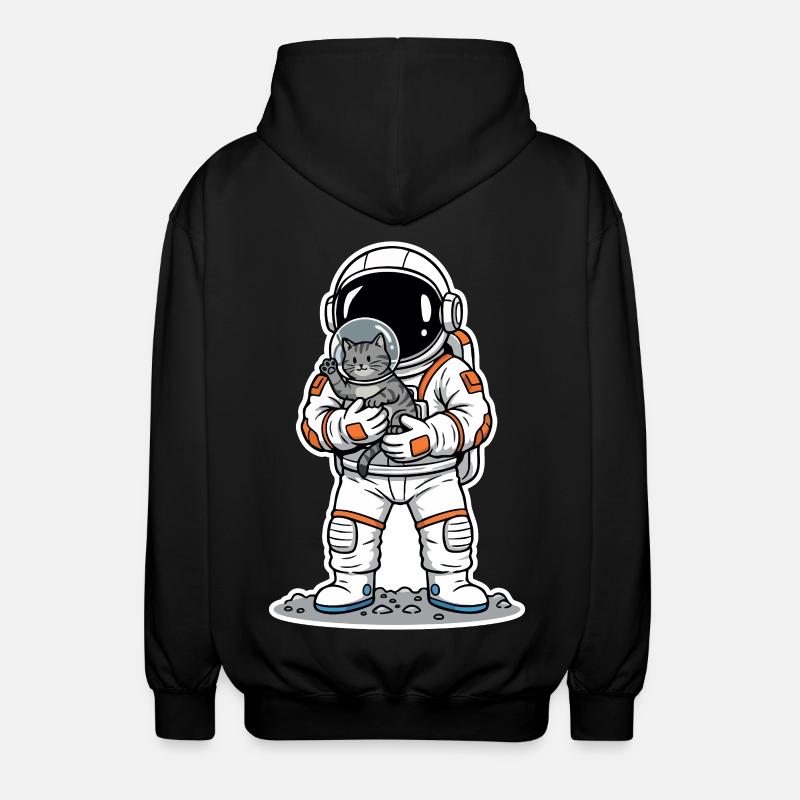 Chat Gris Astronaute Espace Câlin Mignon - Veste à capuche unisexe - noir