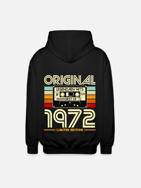 Original 1972 Retro Cassette - Unisex Hooded Jacket - black