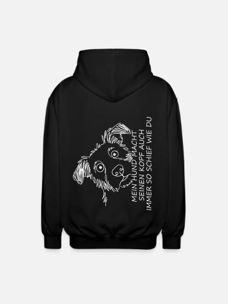 Hundeporträt mit lustigem Spruch - Unisex Kapuzenjacke - Schwarz