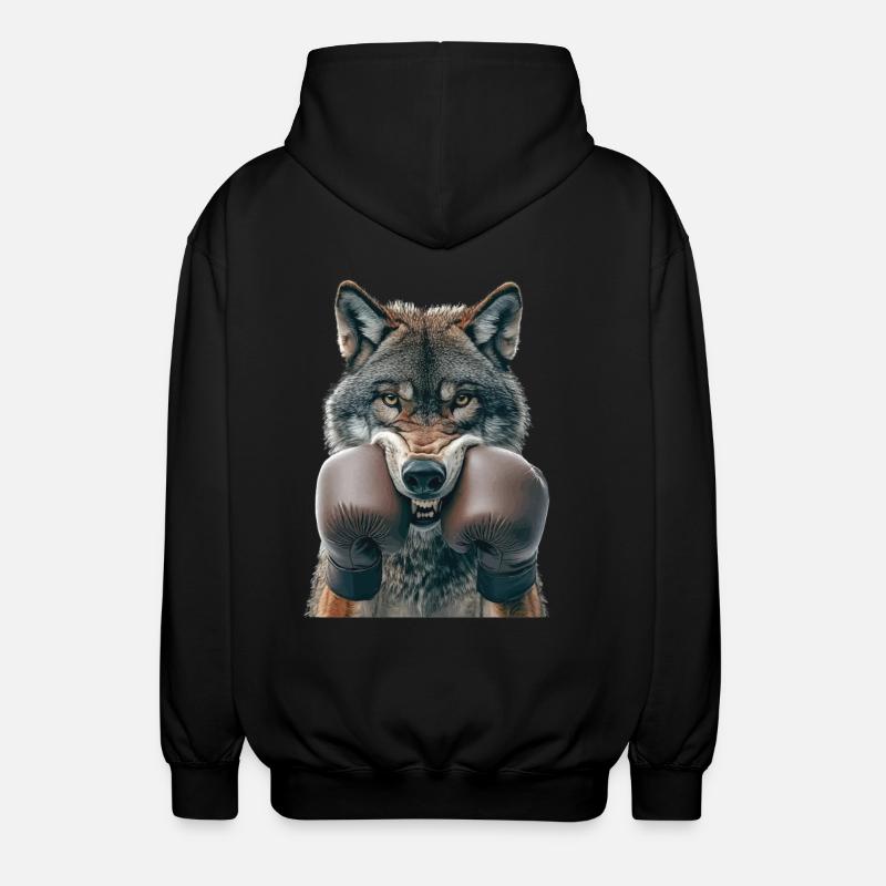 Wolf - Unisex Kapuzenjacke - Schwarz