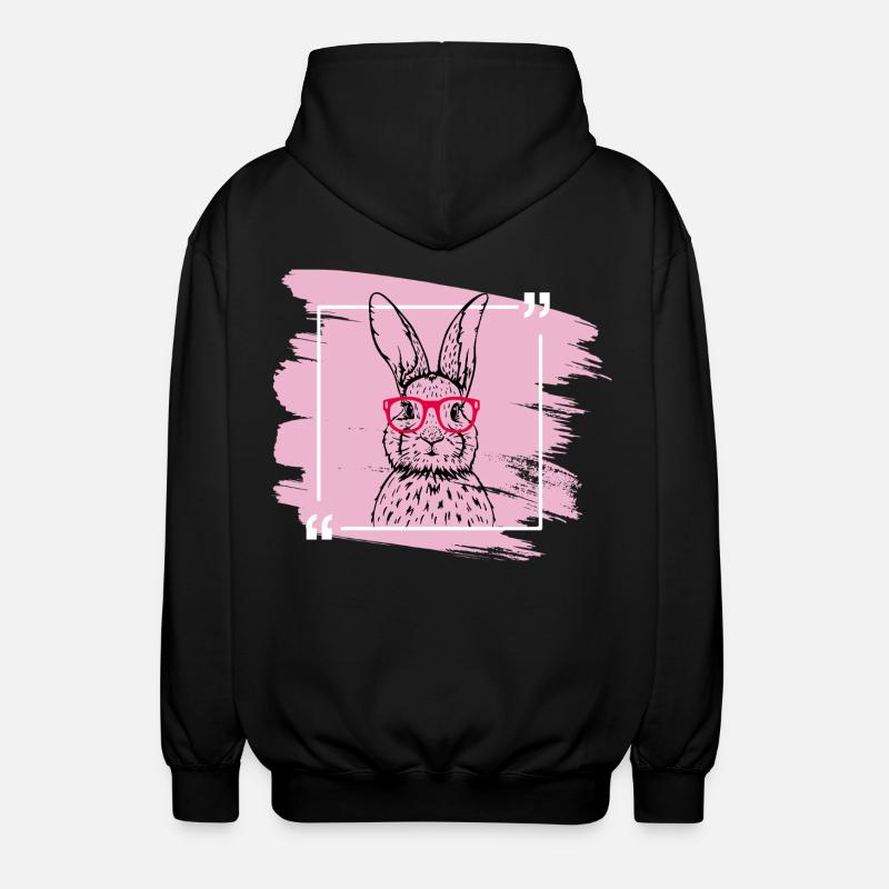 Spectacled bunny - Unisex Hooded Jacket - black